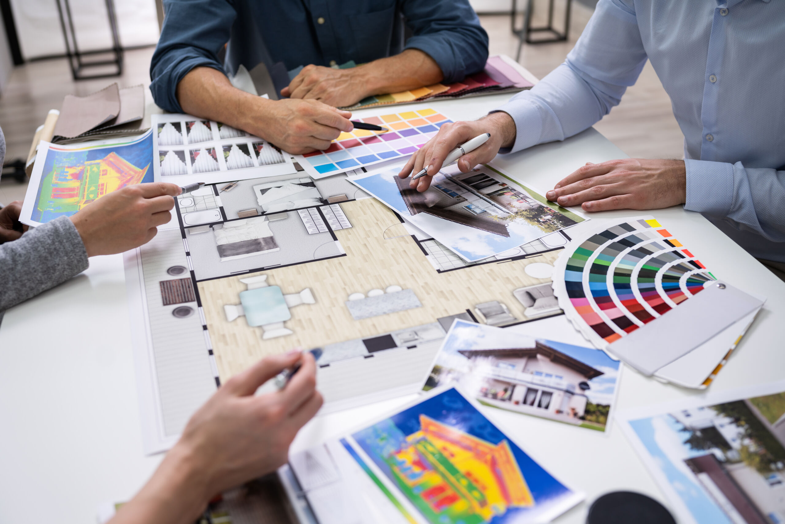 Architects,And,Designers,Working,On,Color,Selection,For,House