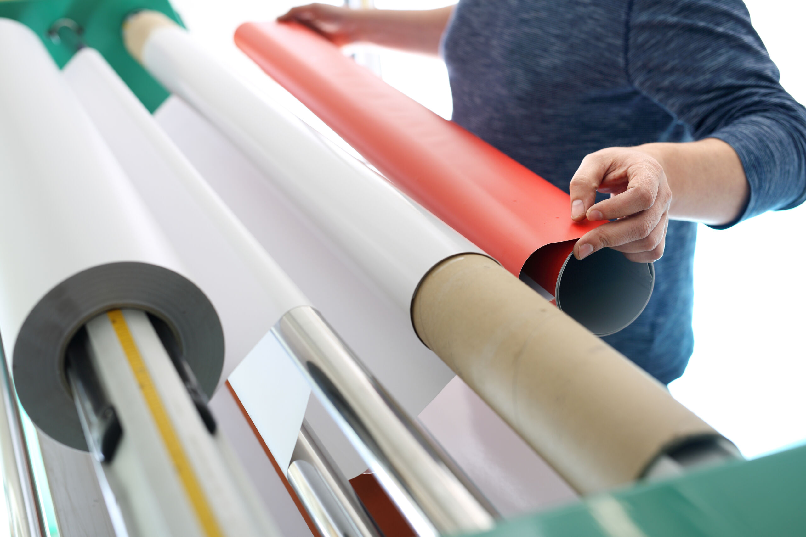 Printing,On,Self-adhesive,Foil,The,Printer,Supports,A,Printing,Plotter.
